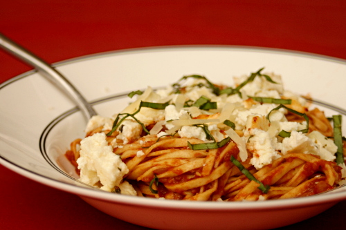 pasta with baked ricotta and